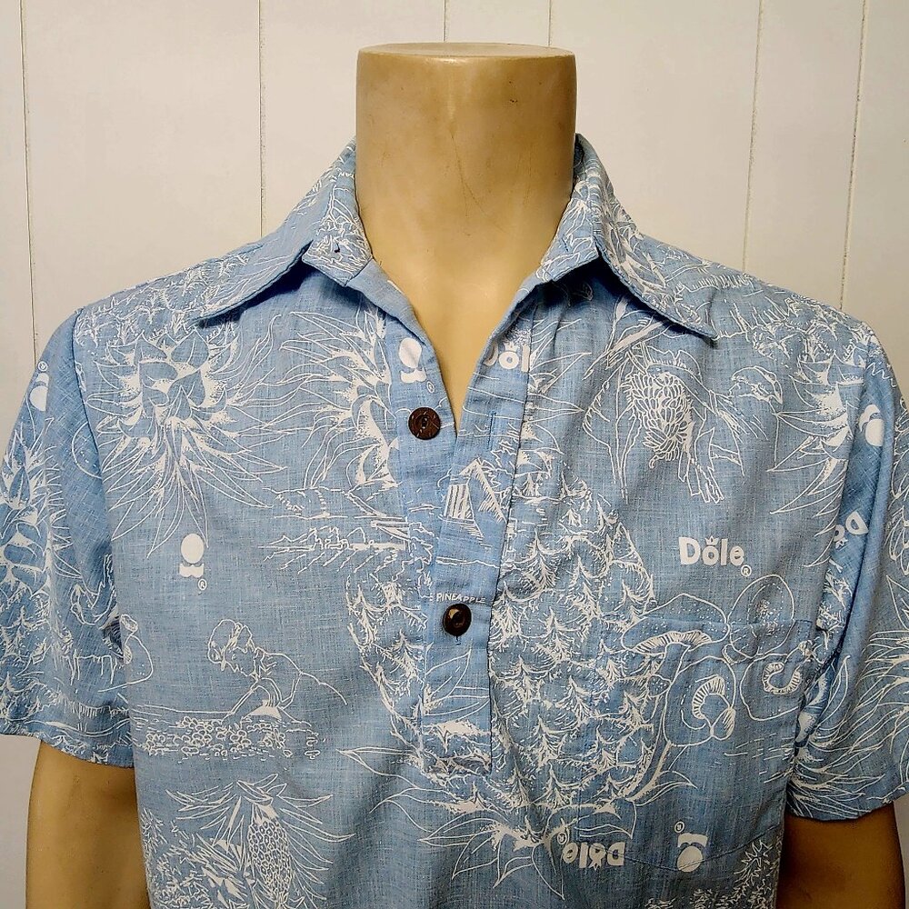 Dole pineapple shirt L blue Hawaiian pullover vintage 1980s